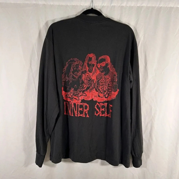 Vintage Inner Self Shirt Men's XL Black Graphic Long Sleeve Fruit of the Loom - Picture 1 of 10
